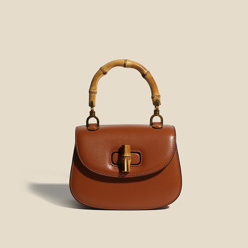 Structured Compact Leather Tote Bag for Women in Chestnut Brown