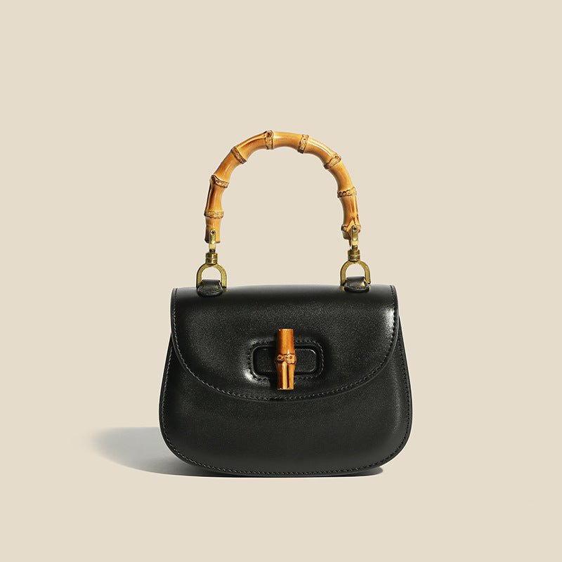 Structured Compact Leather Tote Bag for Women in Midnight Black