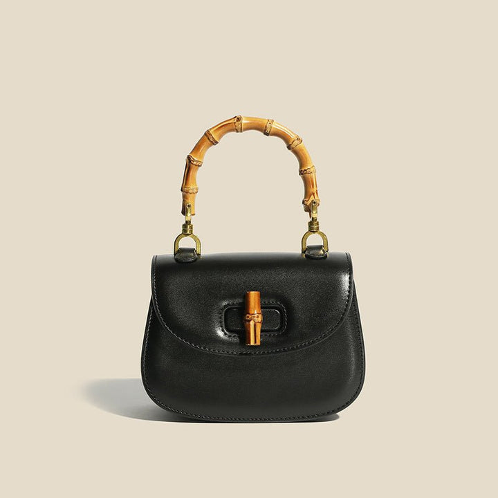 Structured Compact Leather Tote Bag for Women in Midnight Black