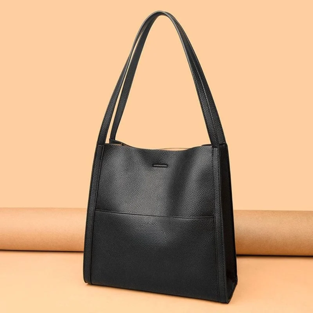 Structured Leather Tote Bag with Organized Pockets in Brown 2