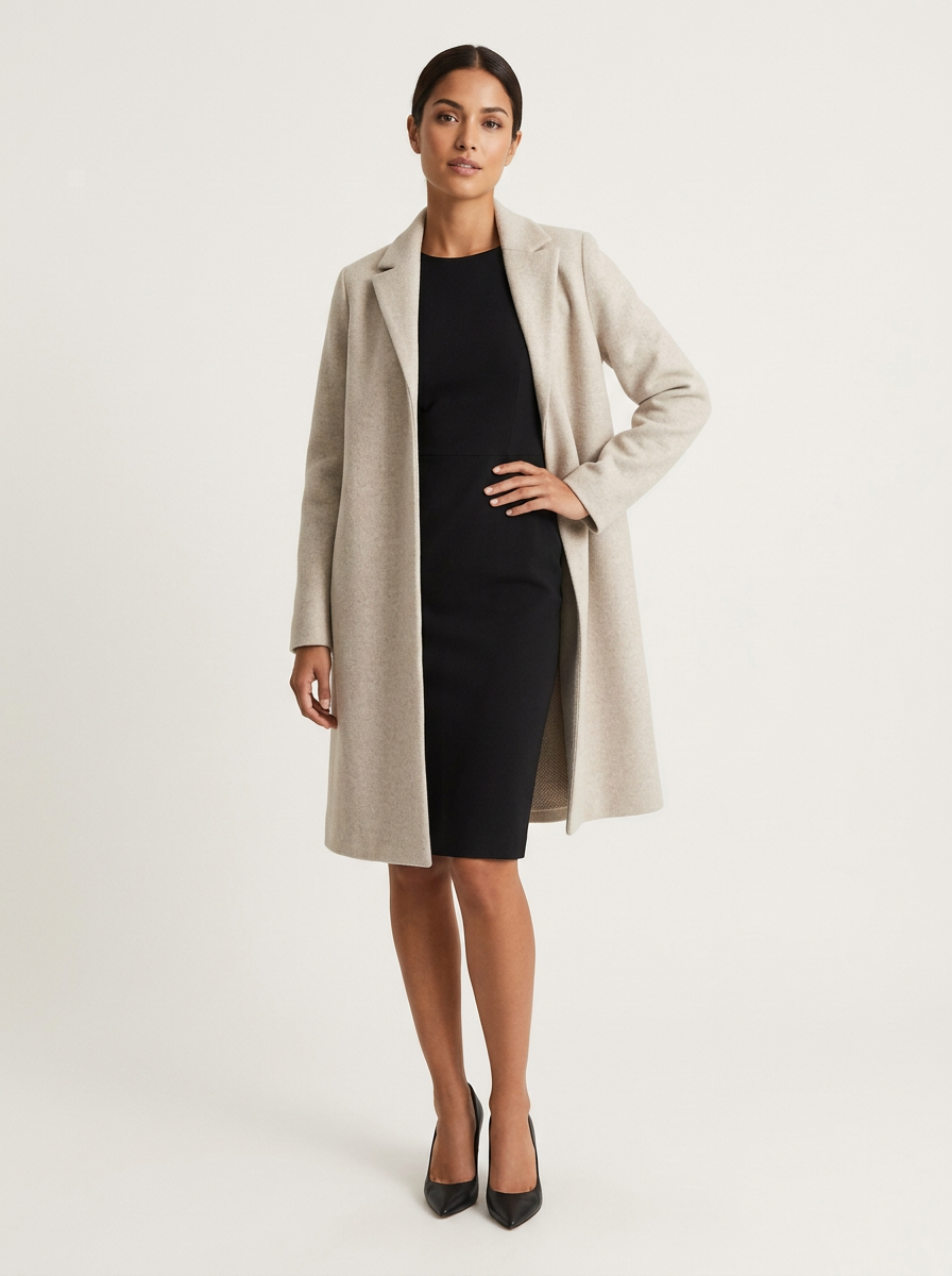 Structured Women's Wool Coat for Autumn (4)