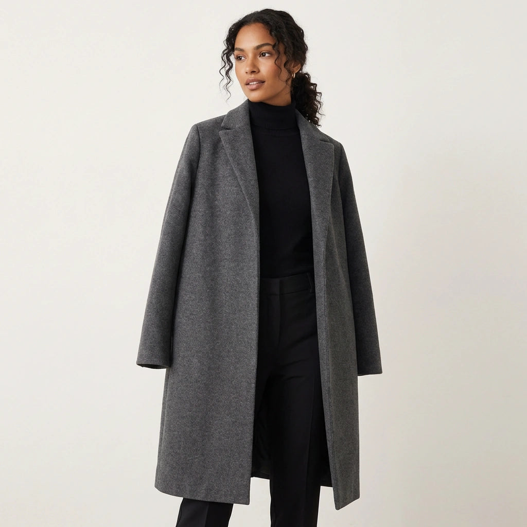 Structured Women's Wool Coat for Autumn (5)