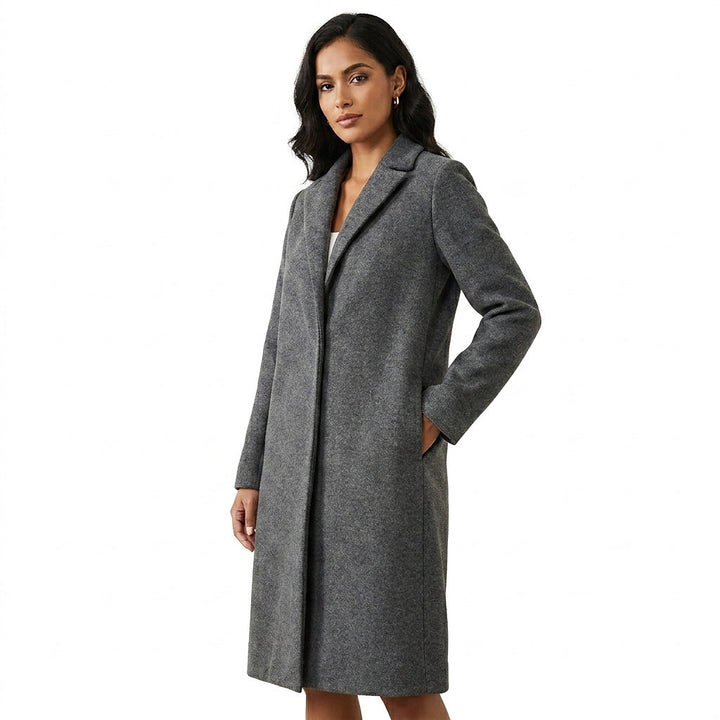 Structured Women's Wool Coat for Autumn in Grey