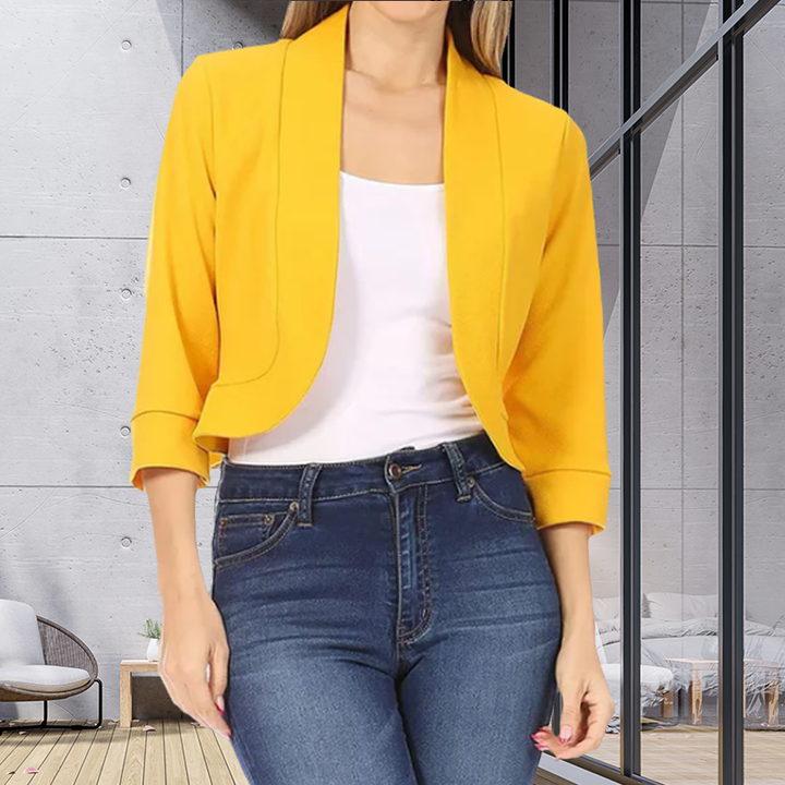 Tailored Short Blazer for Women in Yellow