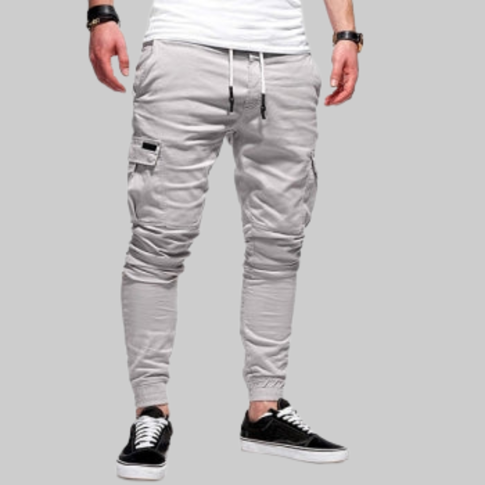 Trendy Men's Cargo Pants for Casual Comfort in Light Grey