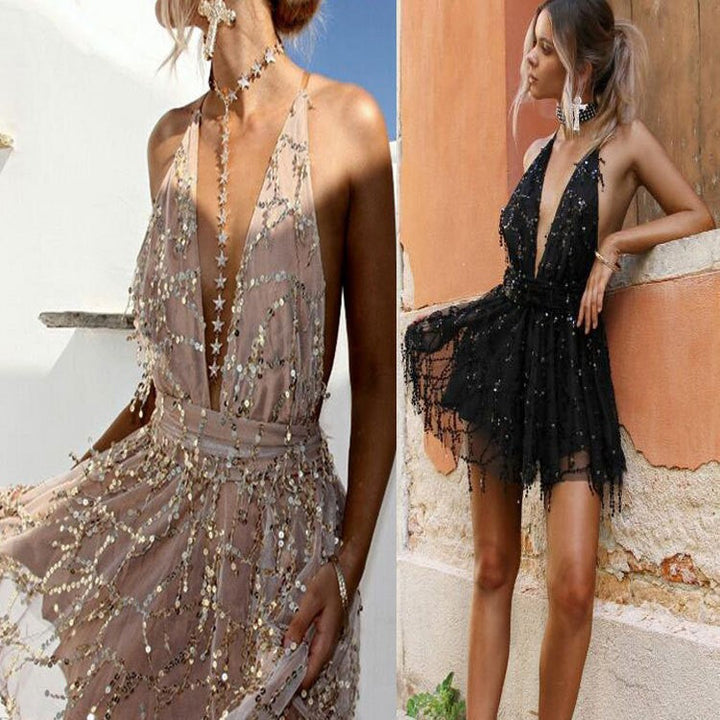Una Halterneck Evening Dress with Beading Foto 3