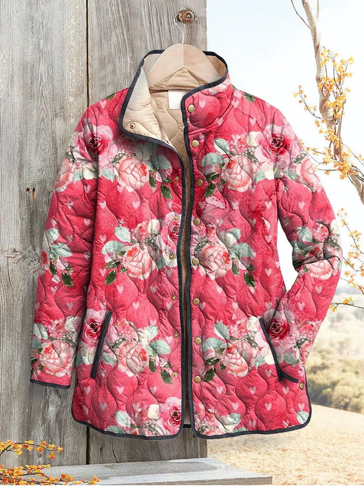 Ursula Quilted Jacket with Pink Floral Print Foto 1