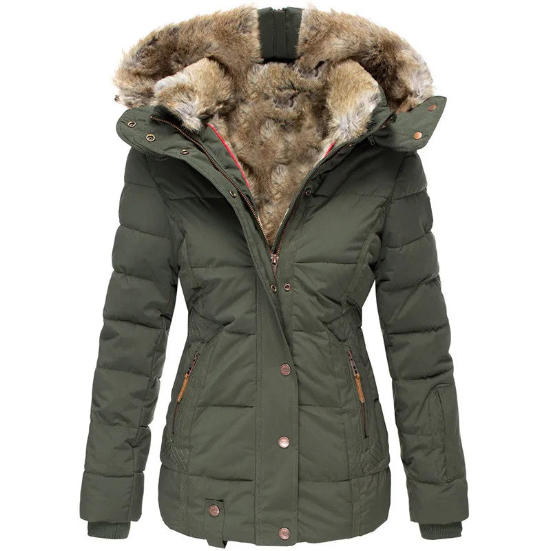 Versatile Women's Winter Puffer Jacket in Green