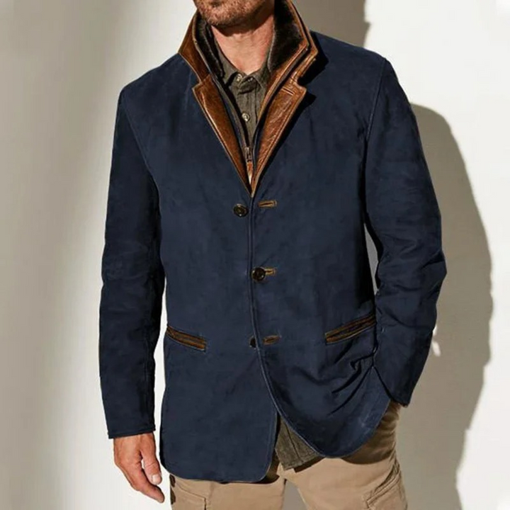 Vintage Wool Men's Winter Jacket in Blue
