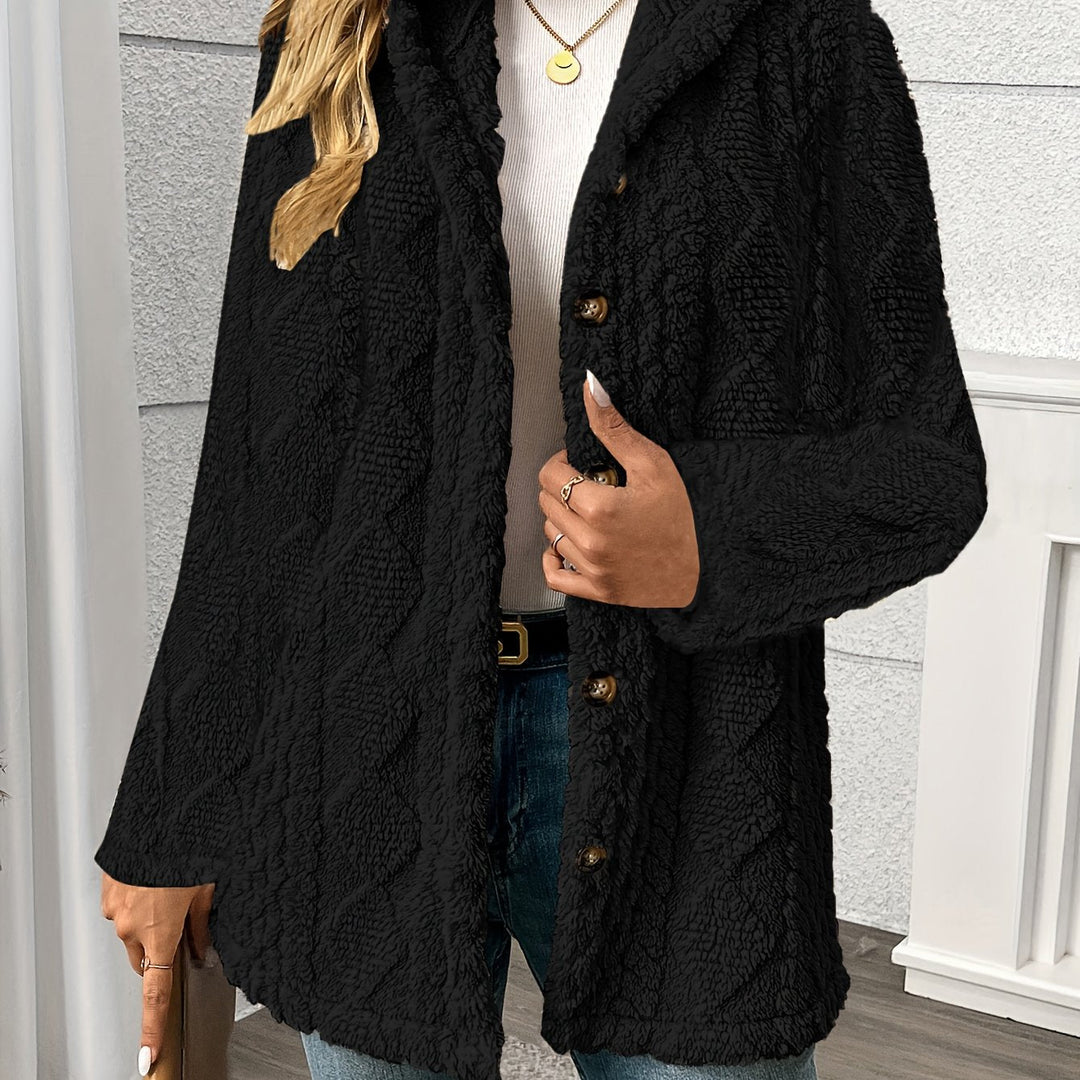 Warm Textured Autumn Women's Jacket in Black