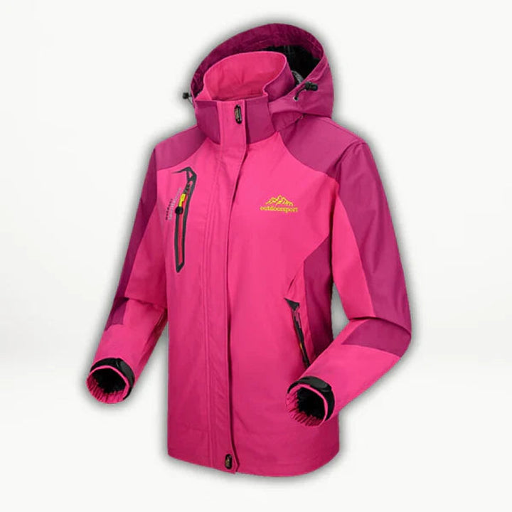 Waterproof Jacket for Women Hooded and Quilted in Light Red
