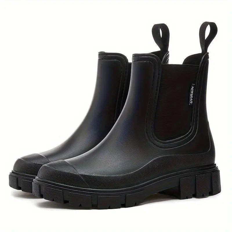 Waterproof Women's Knee High Boots Chelsea Slip-On in Black