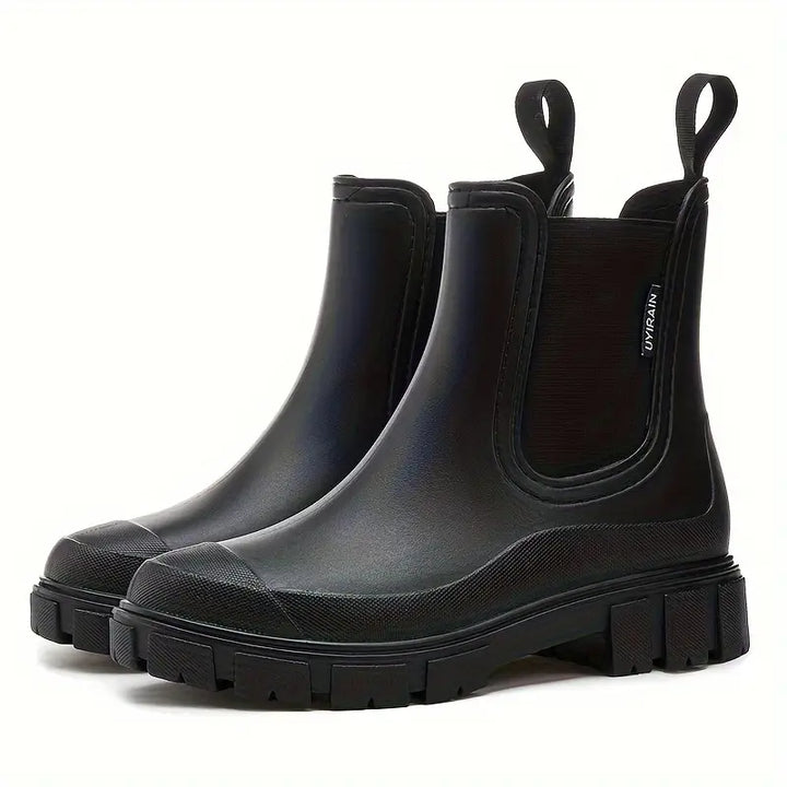 Waterproof Women's Knee High Boots Chelsea Slip-On in Black