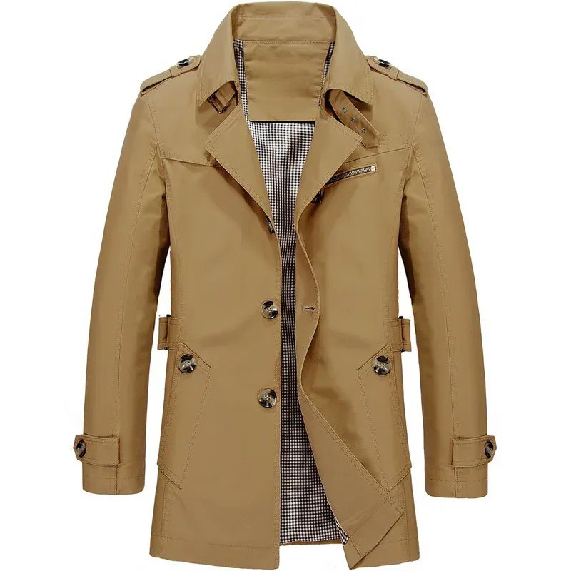 Windproof Men's Autumn Coat in Vintage Style in Brown