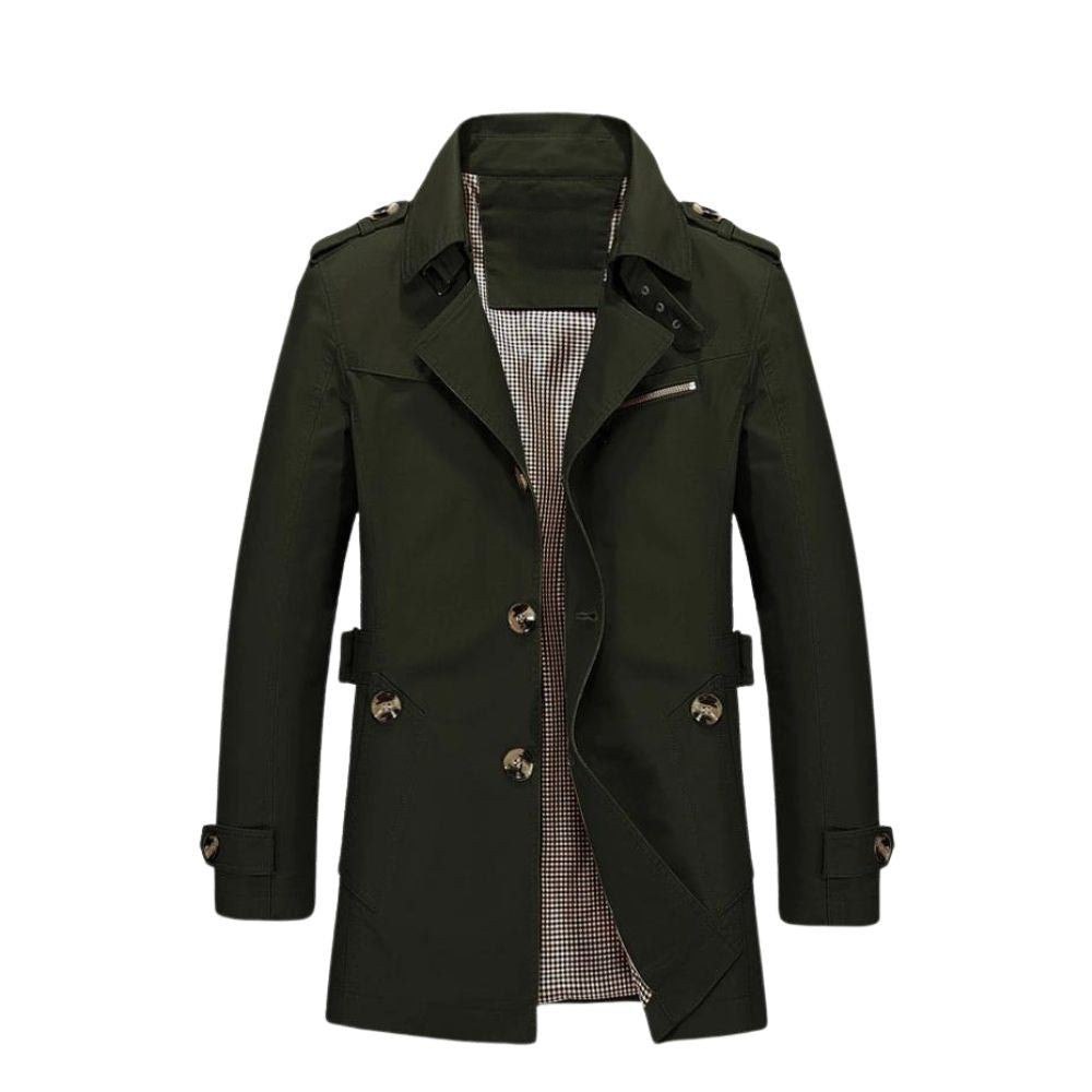 Windproof Men's Autumn Coat in Vintage Style in Green