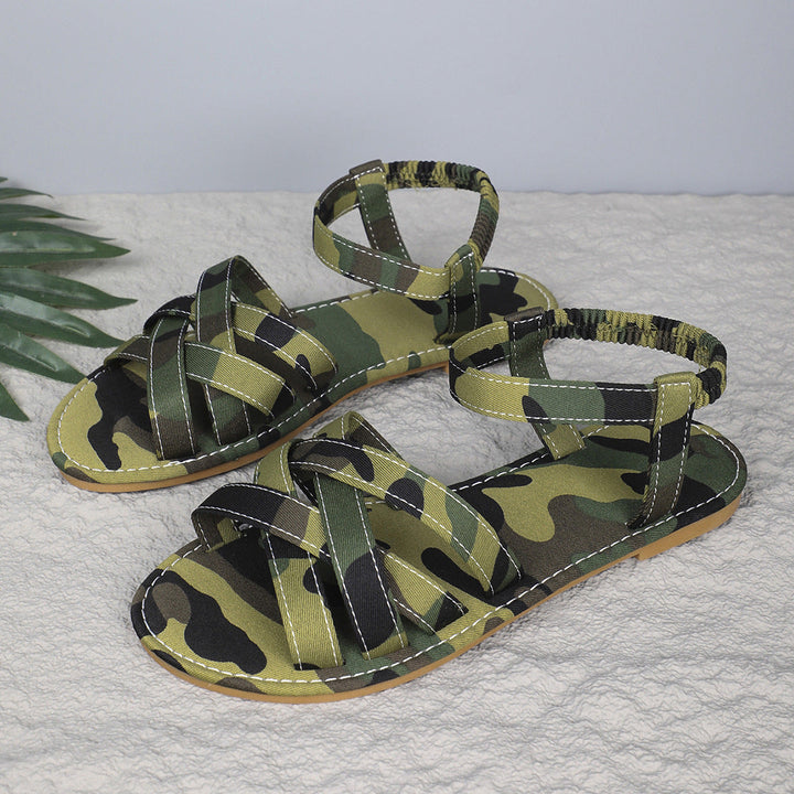 Women's Adjustable Leather Sandals for Summer in Olive