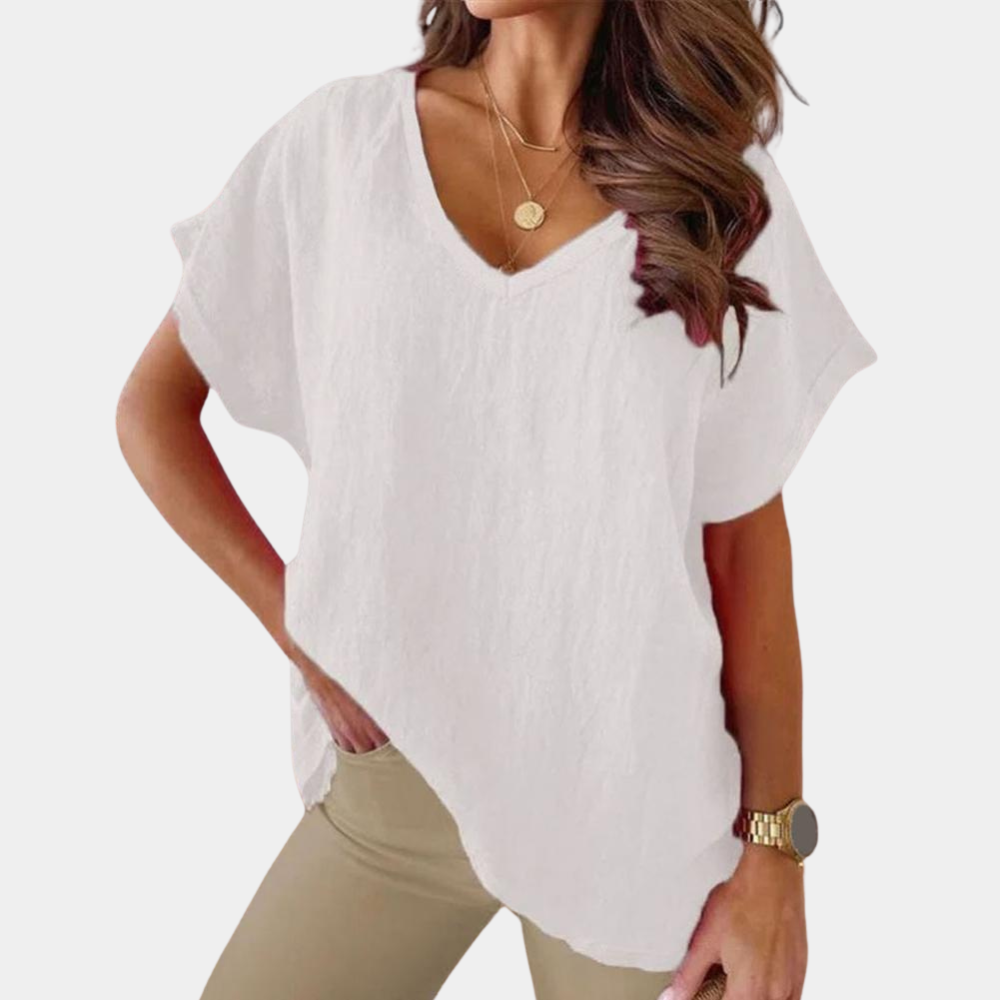 Women's Airy Linen Blouse for Summer in White