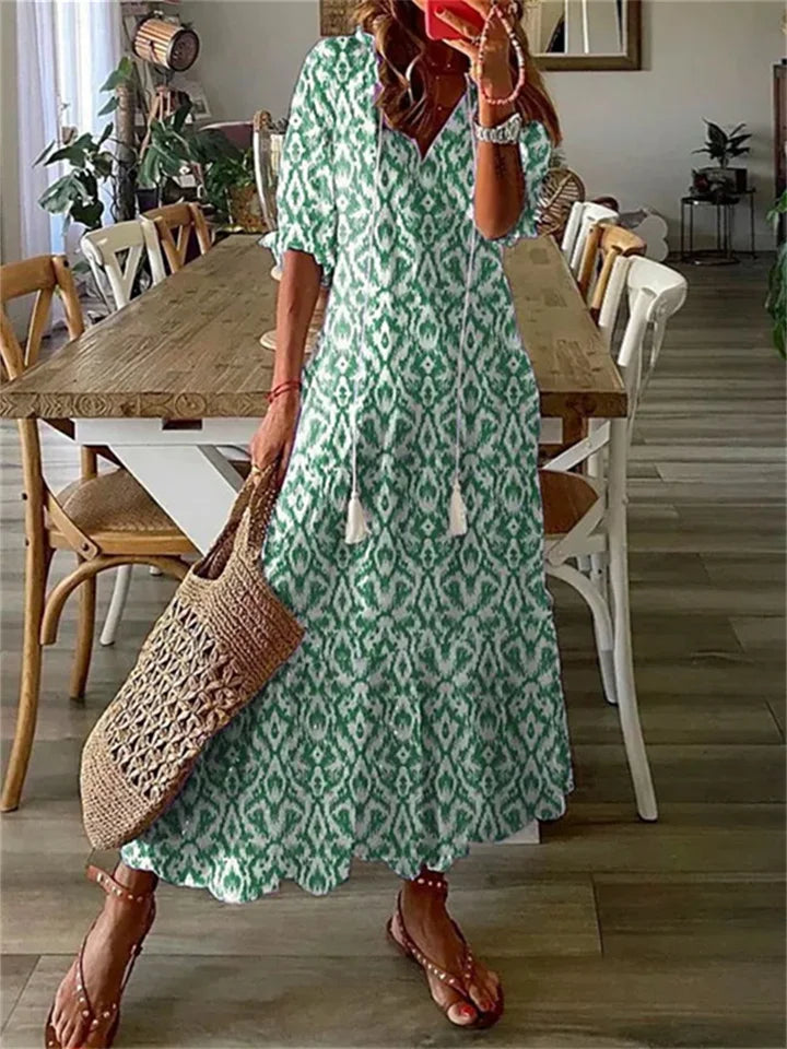 Women's Airy Maxi Summer Dress in Green