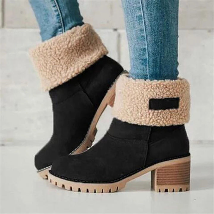 Women's Ankle Boots with Cozy Fleece in Black