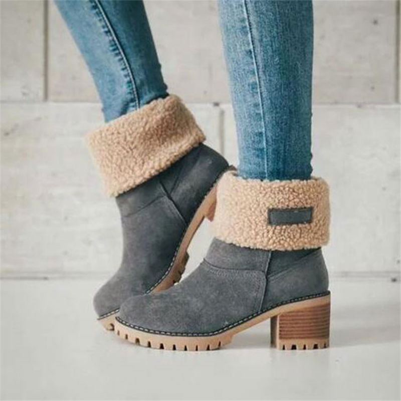 Women's Ankle Boots with Cozy Fleece in Grey