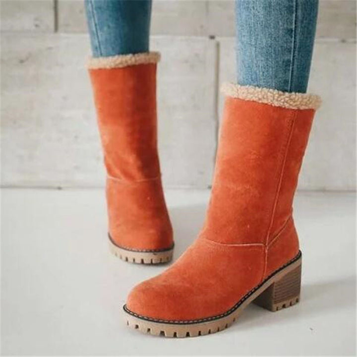 Women's Ankle Boots with Cozy Fleece in Orange