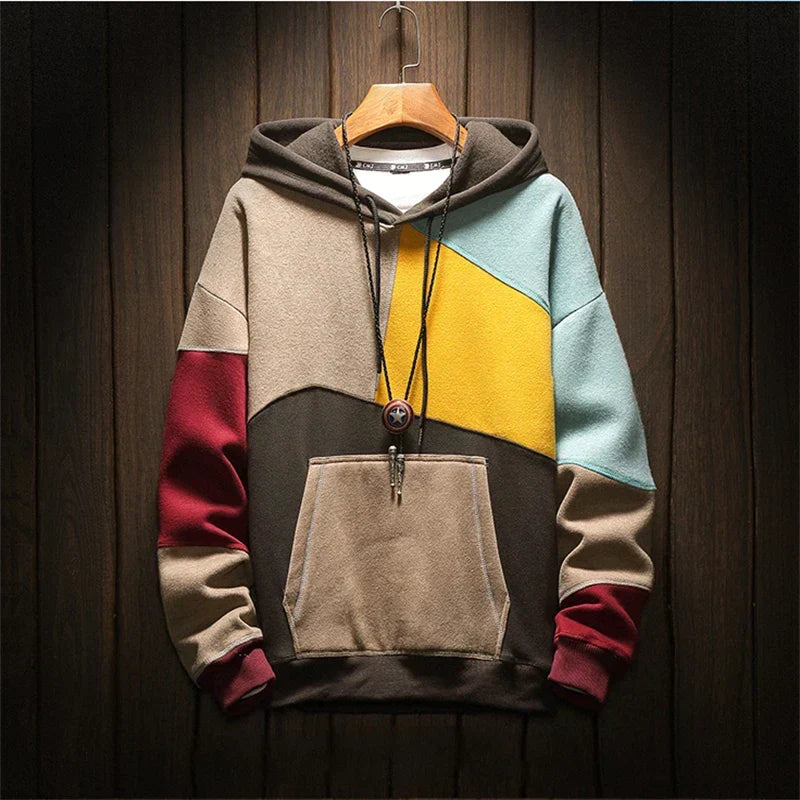 Women's Autumn Cashmere Patchwork Hoodie