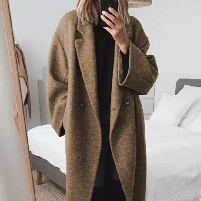 Women's Autumn Coat Contemporary Relaxed Fit in Brown