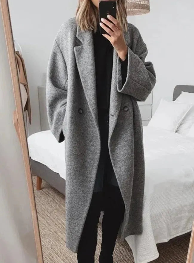 Women's Autumn Coat Contemporary Relaxed Fit in Grey