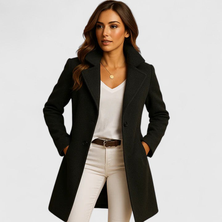 Women's Autumn Coat in Tailored Classic Style in Black