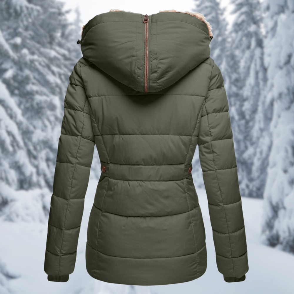 Women's Autumn Coat with Fur-Lined Hood (2)