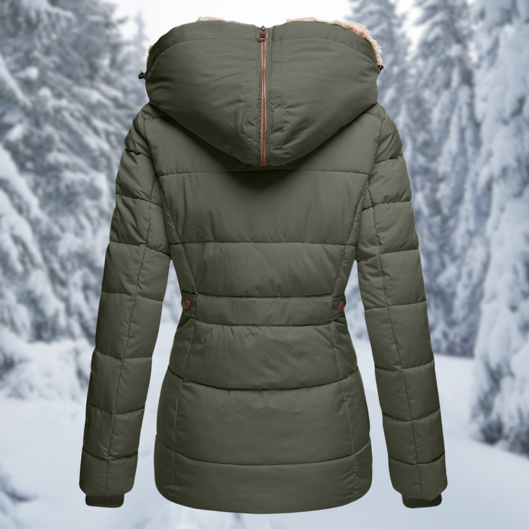 Women's Autumn Coat with Fur-Lined Hood (2)