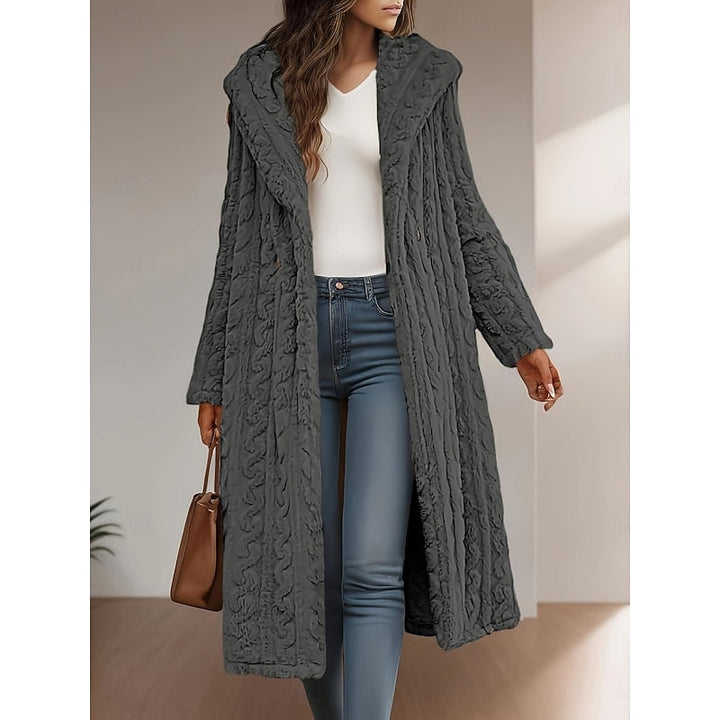 Women's Autumn Coat with Warm Hood in Grey