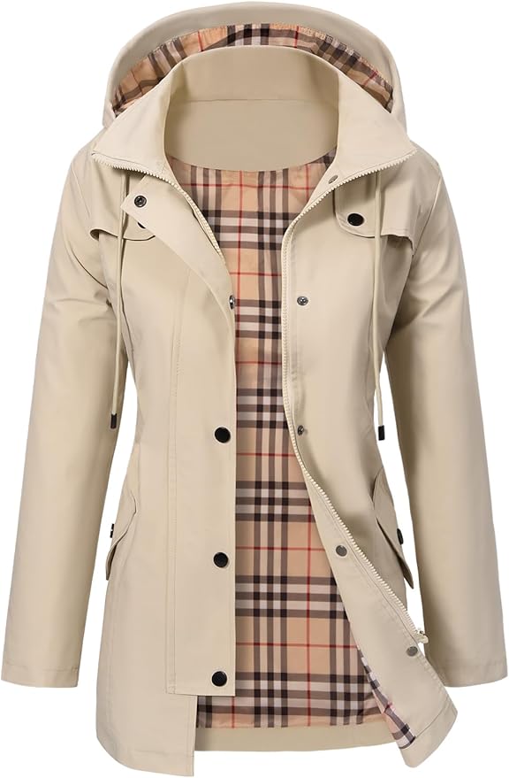 Women's Autumn Coat with Windproof Lining in Beige