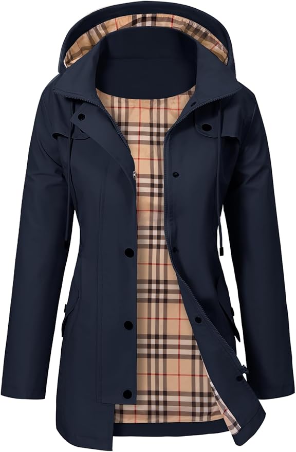 Women's Autumn Coat with Windproof Lining in Blue