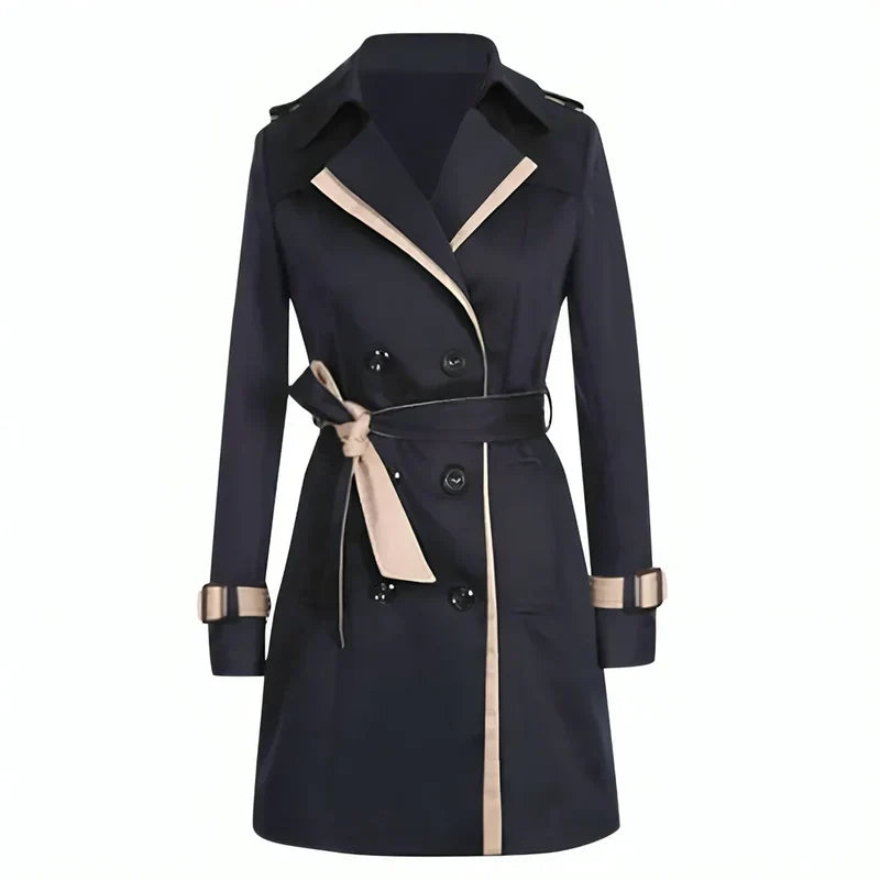 Women's Belted Trenchcoat with Tailored Fit in Black