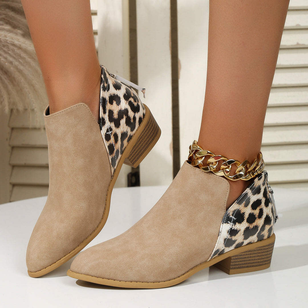 Women's Black Animal Print Ankle Boots