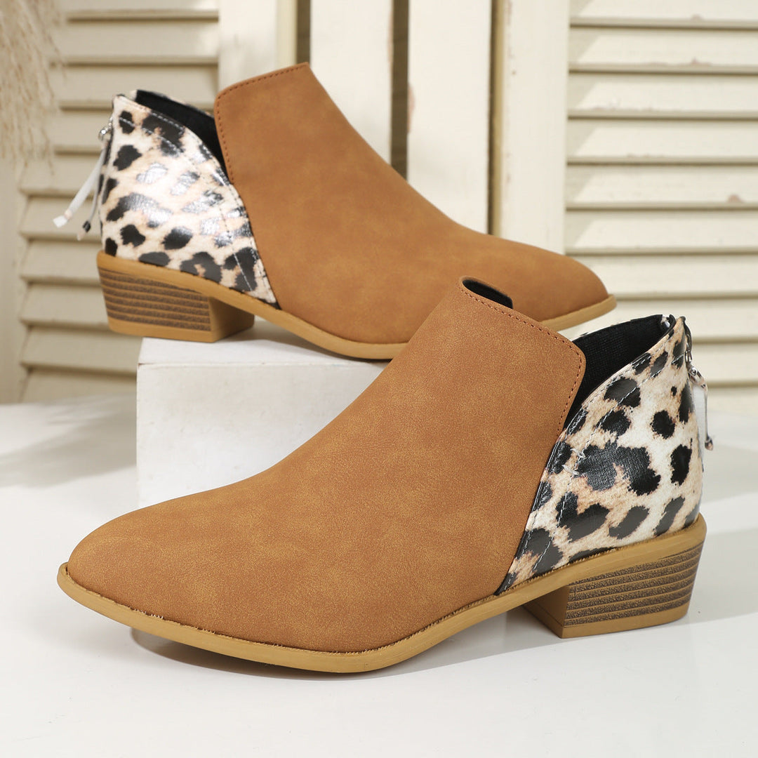 Women's Black Animal Print Ankle Boots (12)