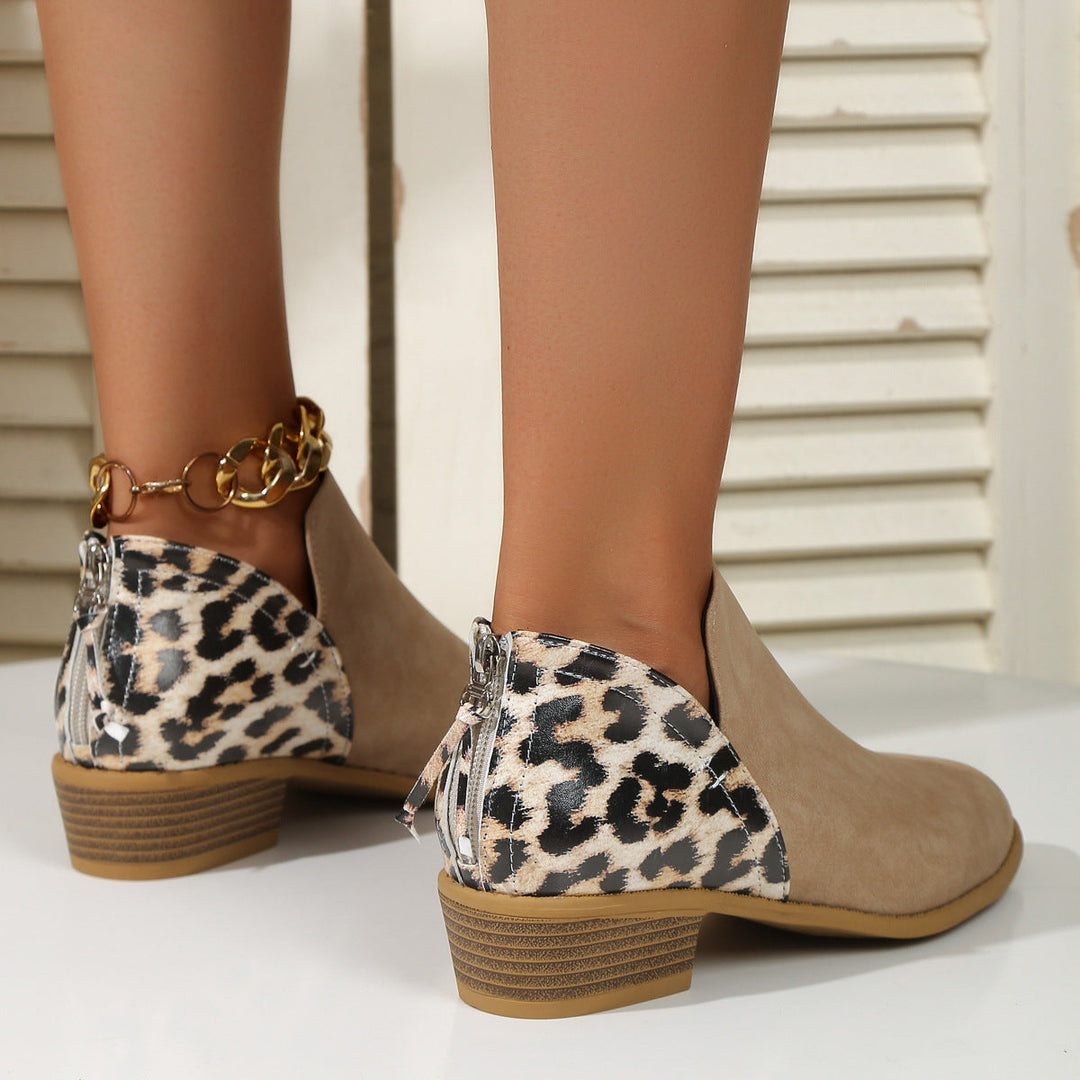 Women's Black Animal Print Ankle Boots (5)
