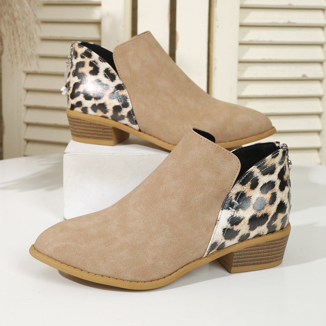 Women's Black Animal Print Ankle Boots (6)