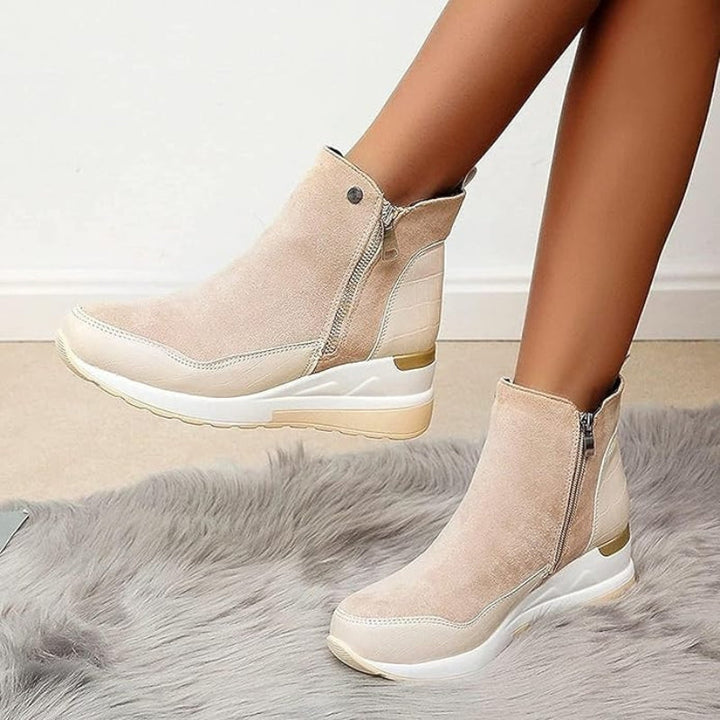 Women's Black Boots Leather Everyday in Beige