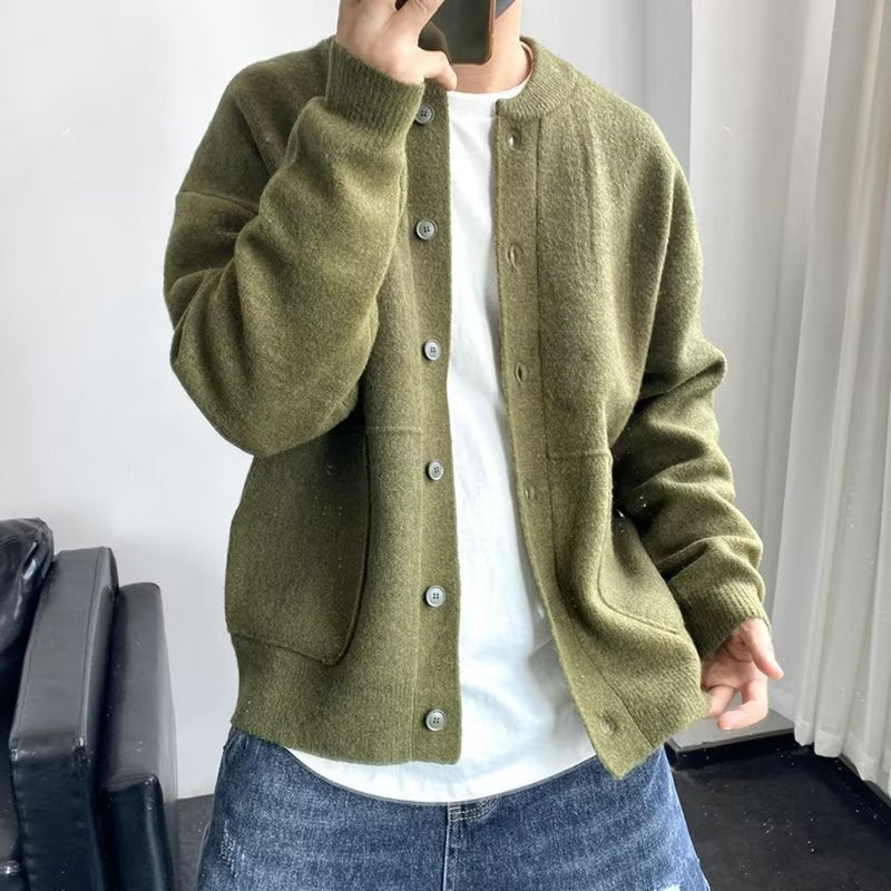 Women's Black Cardigan for Autumn Layers in Green