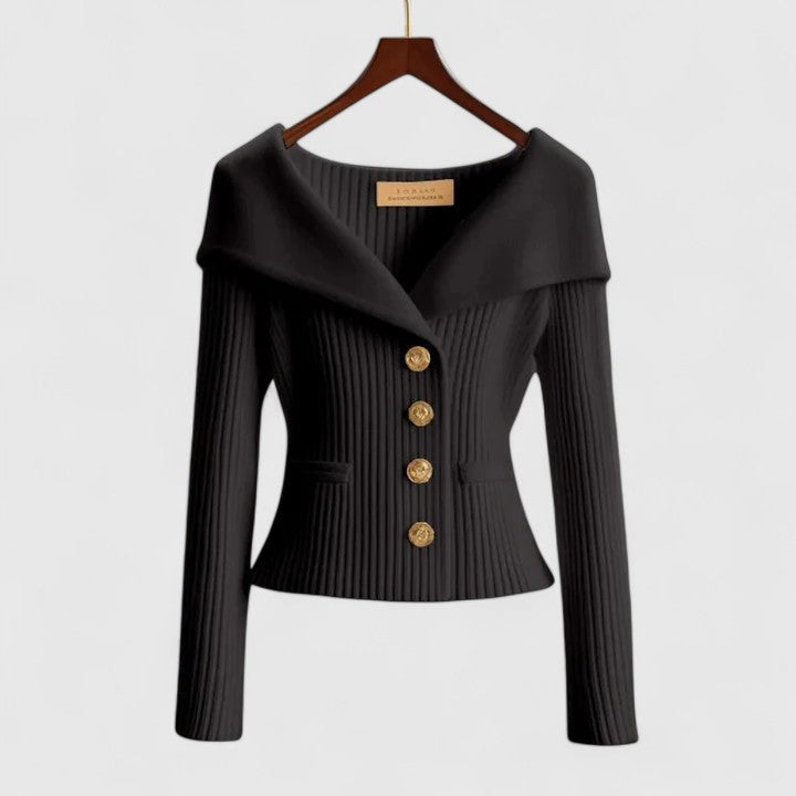 Women's Black Cardigan in Elegant Knit in Black