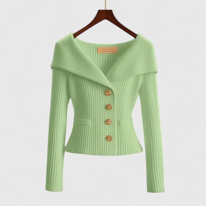 Women's Black Cardigan in Elegant Knit in Green