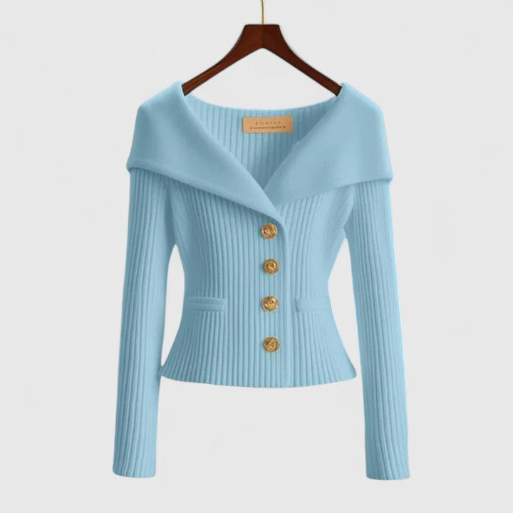 Women's Black Cardigan in Elegant Knit in Sky Blue