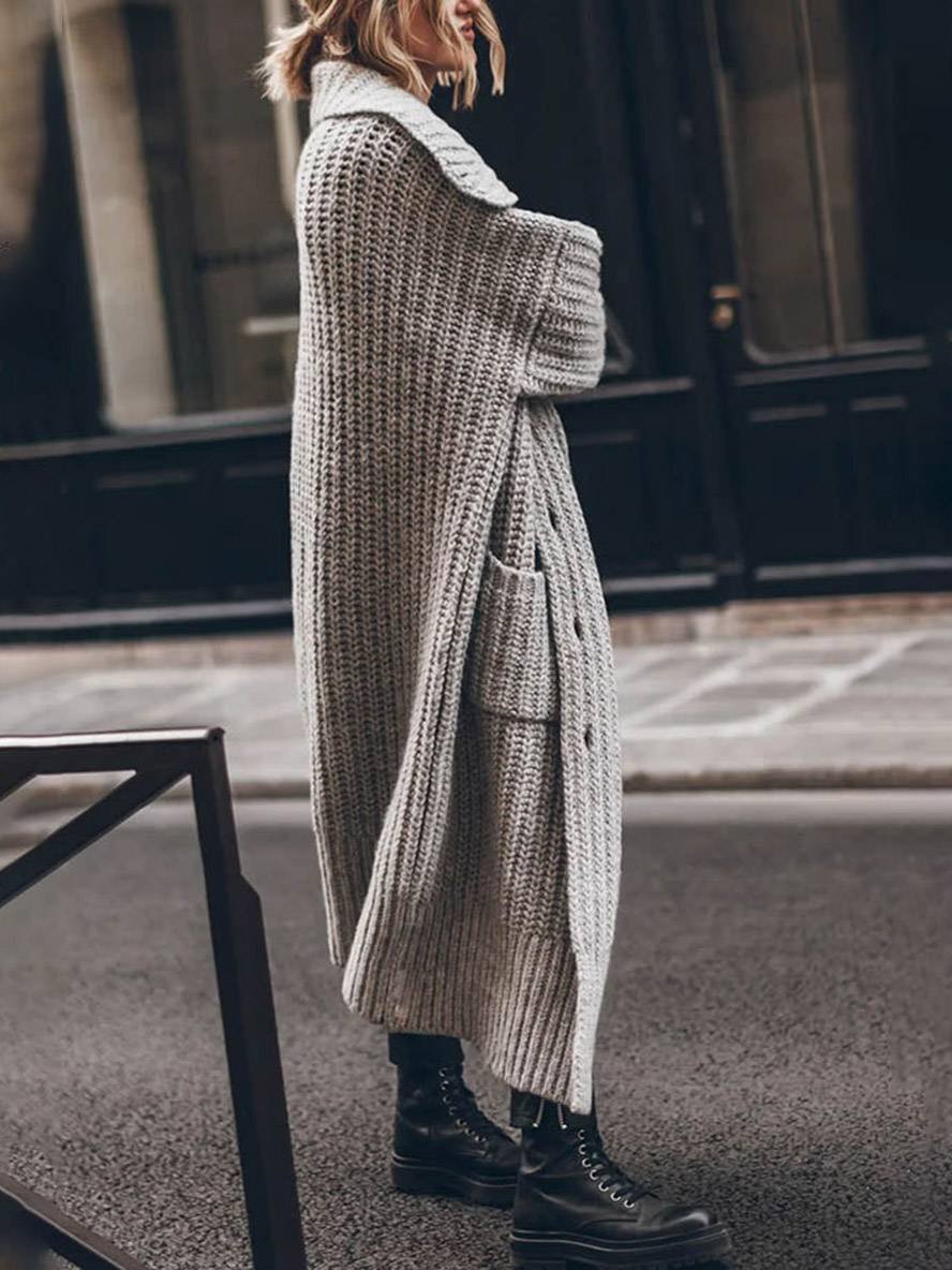 Women's Black Cardigan in Oversized Ribbed Knit (3)