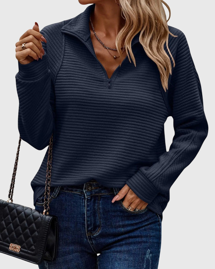 Women's Black Cardigan with Zipper in Dark blue