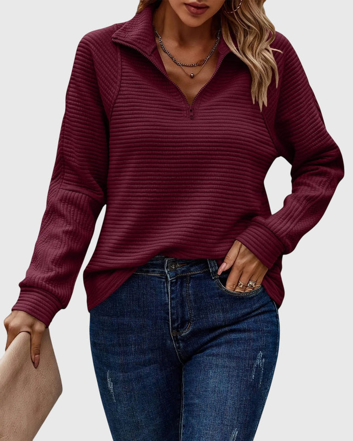 Women's Black Cardigan with Zipper in Maroon