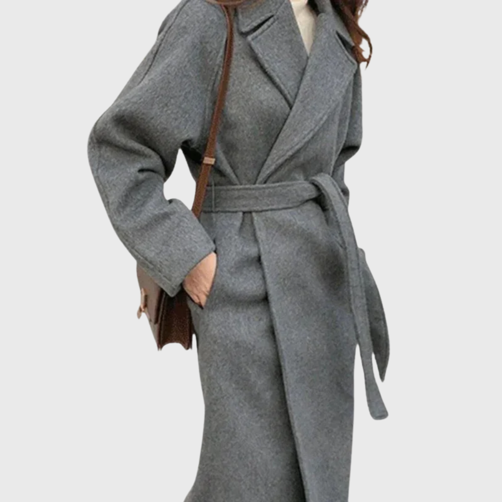 Women's Black Coat with Tie Belt for Autumn (6)