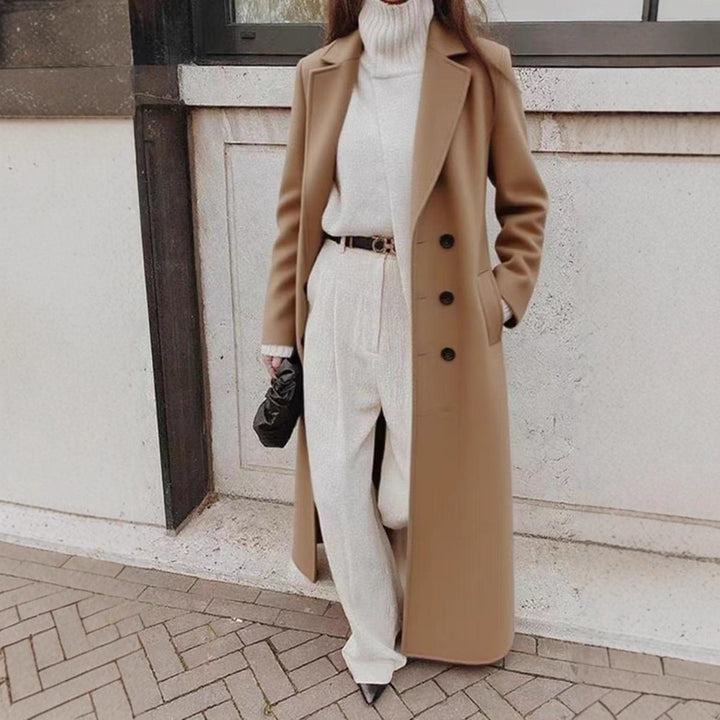 Women's Black Double-Breasted Longline Structured Coat (2)