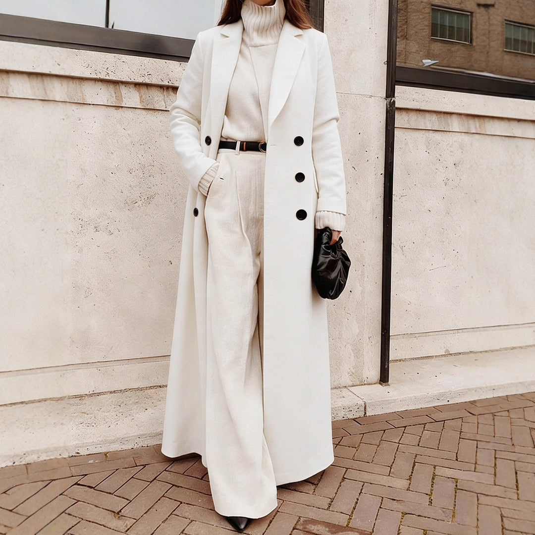 Women's Black Double-Breasted Longline Structured Coat (3)